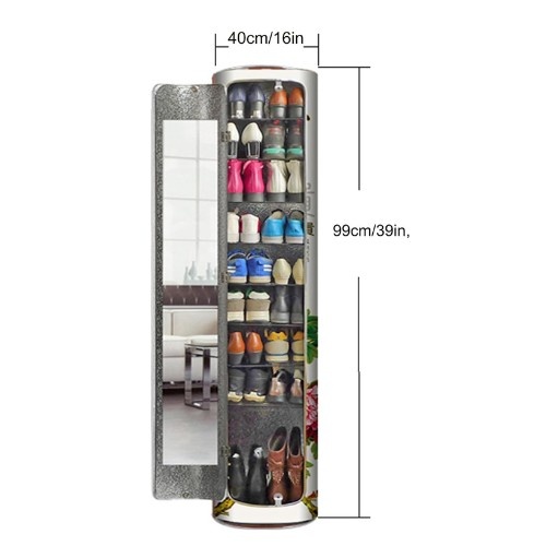 360 Rotating Shoe Rack, Round Shoe Rack Tower Metal Shoe Organizer Storage, Vertical Shoe Rack For Small Spaces Storage Simple And Modern For Entrance