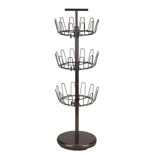 Household Essentials 2138 Three-Tier Adjustable Revolving Shoe Rack | Bronze