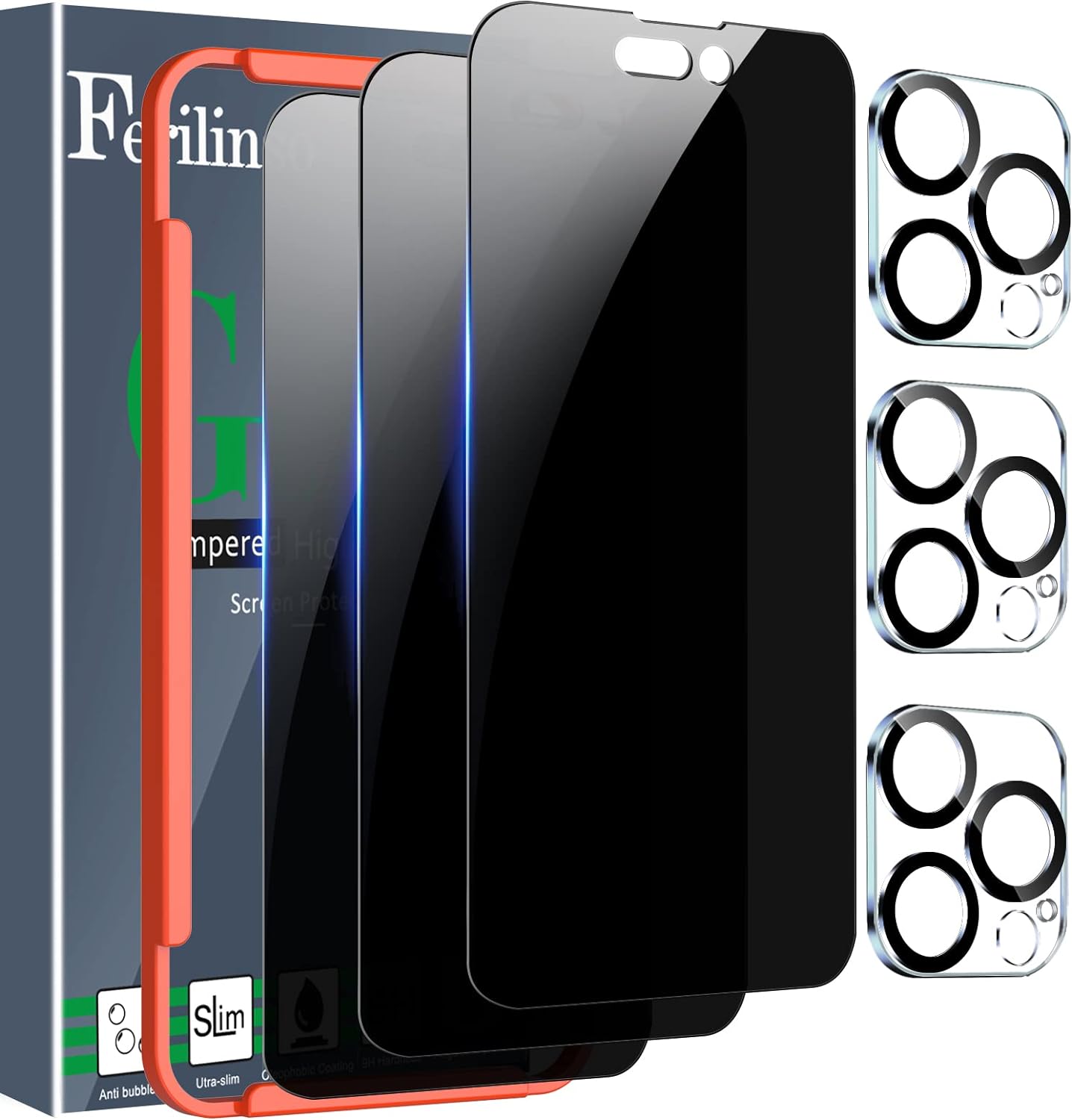 Ferilinso[3+3 Pack]_iphone 14 privacy screen protector
