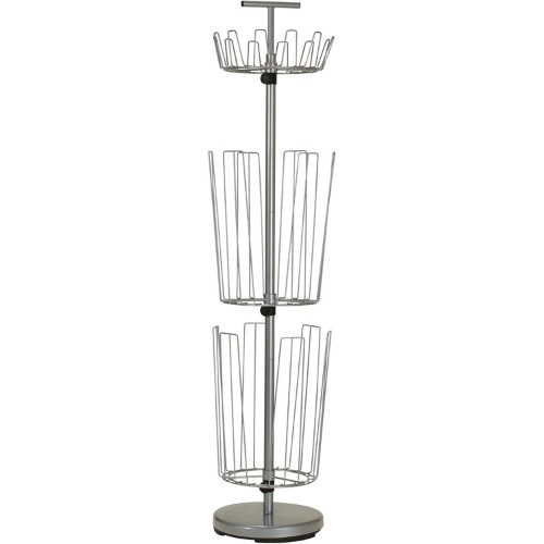 Household Essentials 2132-1 Metal 3-Tier Revolving Shoe and Boot Rack - Silver