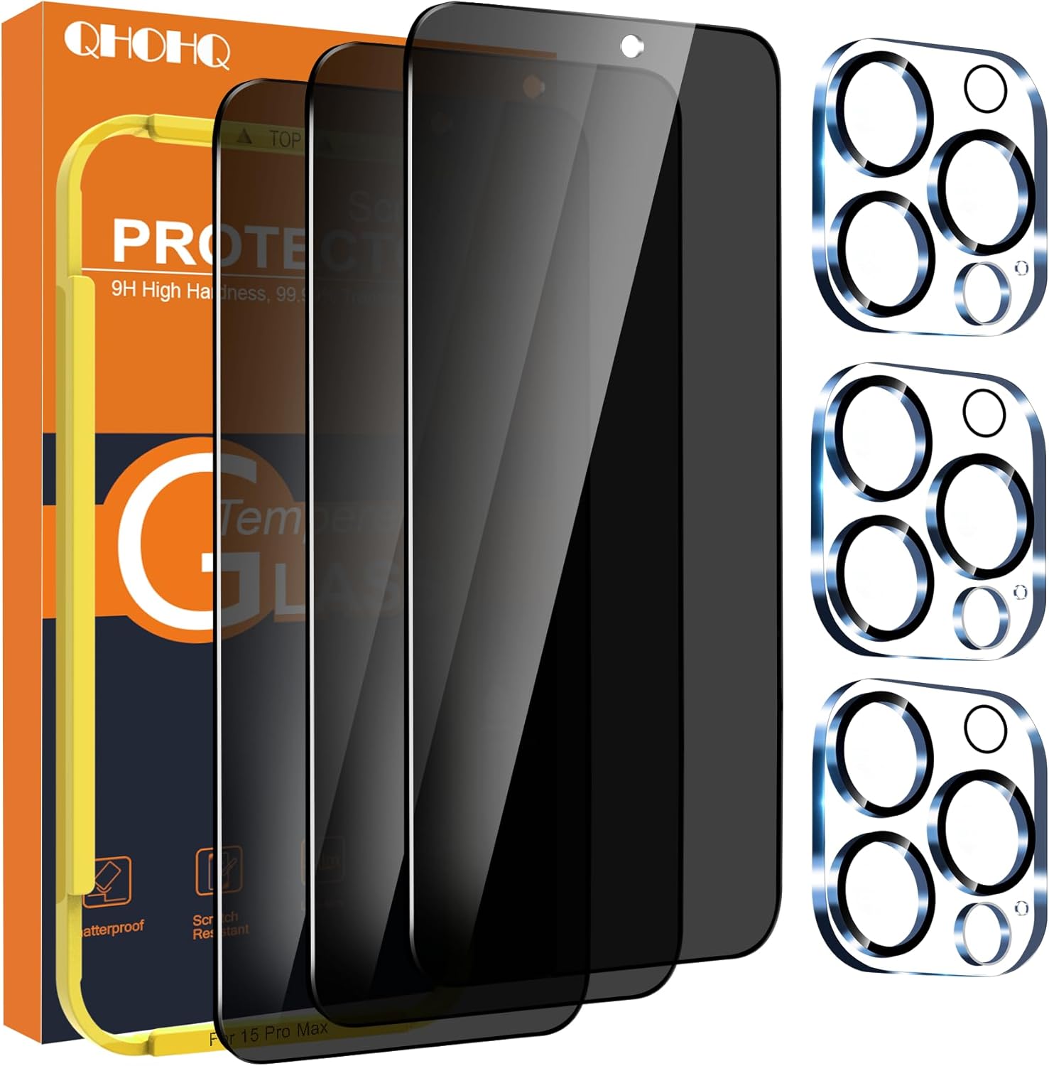 QHOHQ 2 Pack_privacy screen protector iphone 15 pro max