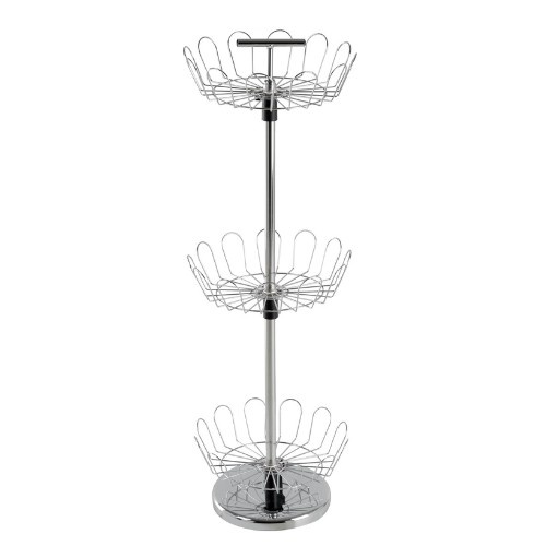 Three Tier Revolving Shoe Tree Orgainzer Rack with Chrome Finish by Lavish Home