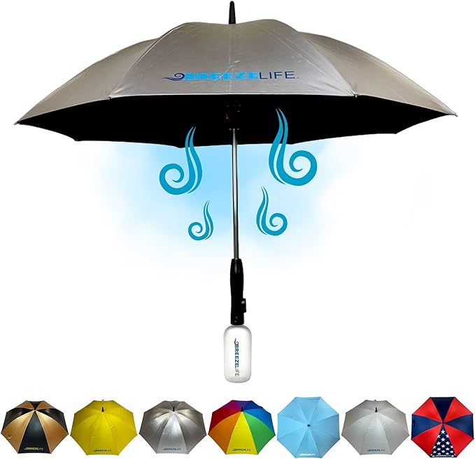 Umbrella with Built-In Fan and Water Mister